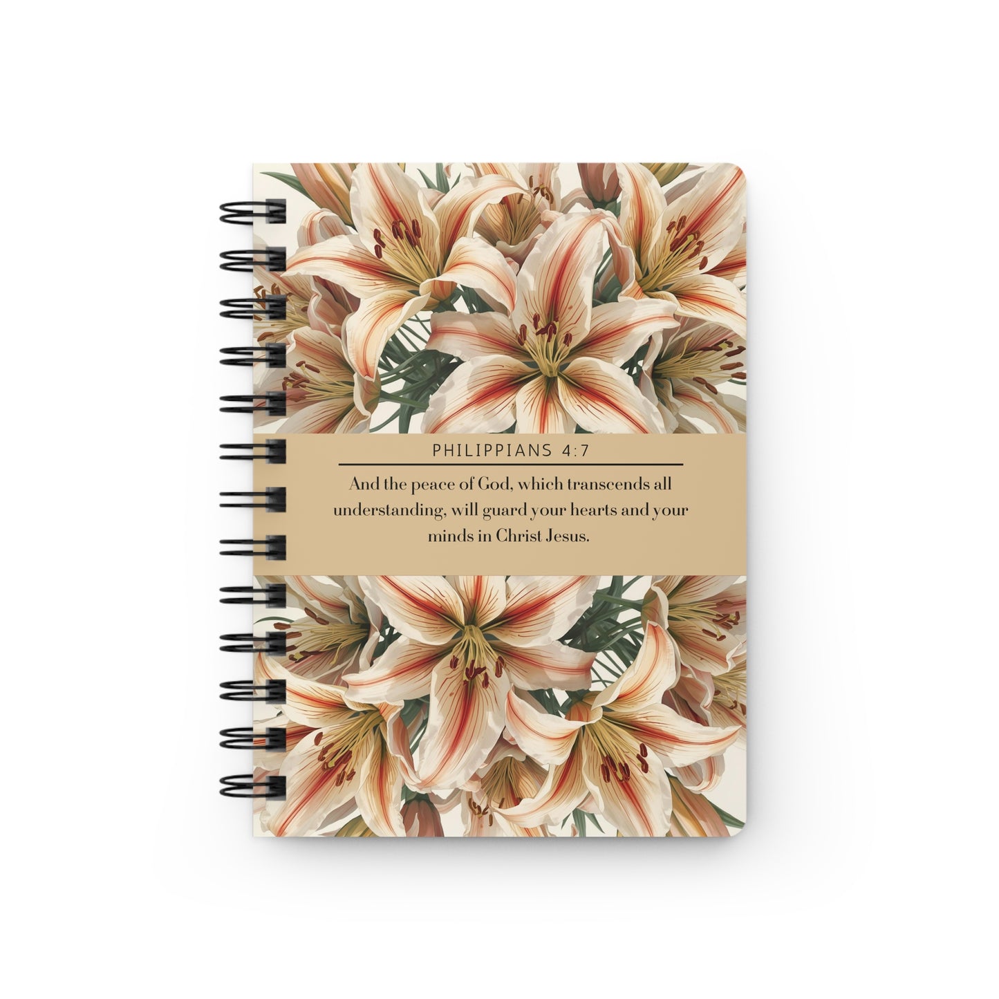 Lillies, Floral Spiral Bound Journal | Inspirational Notebook for Writing, Daily Reflections, Self-Care, Gifts, Philippians 4:7