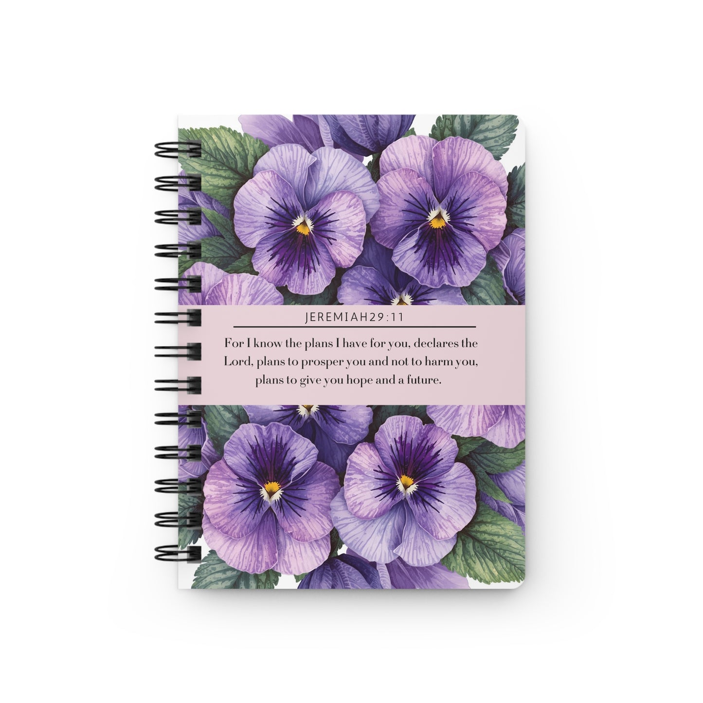 Violets, Floral Spiral Bound Journal | Inspirational Notebook for Writing, Daily Reflections, Self-Care, Gifts, Jeremiah 29:11