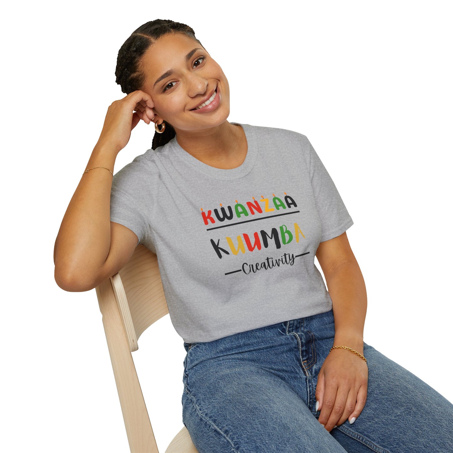 Kuumba, Kwanzaa T-Shirt, Unisex Softstyle Tee for Holidays, Cultural Celebration Apparel, Family Gatherings, Gift for Kwanzaa