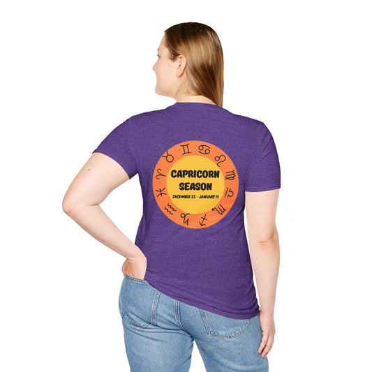 Capricorn Season Zodiac Unisex T-Shirt - Softstyle Tee for Birthdays and Bull Lovers
