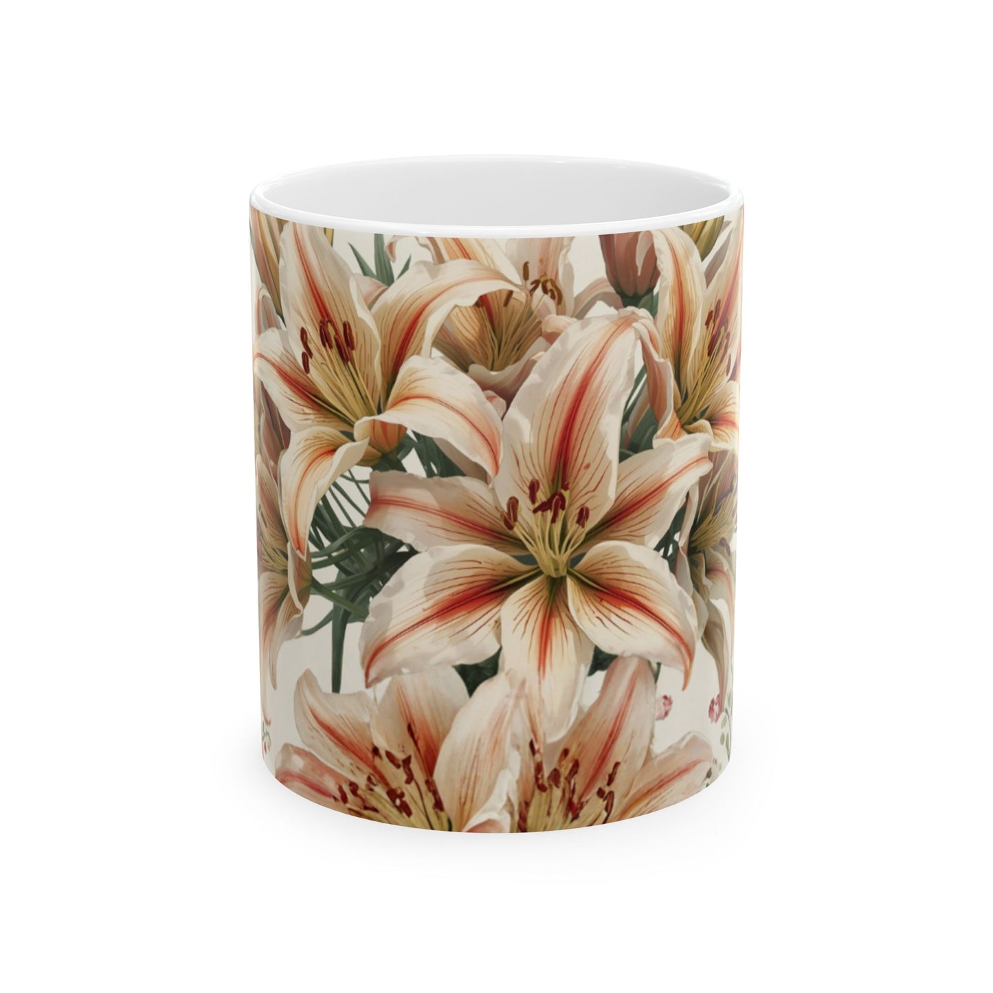 Lillies, Floral Ceramic Mug, Coffee Cup Gift, Tea Mug, Flower Lover's Gift, Home Decor, Mother's Day, Birthday, Spring Tea Time