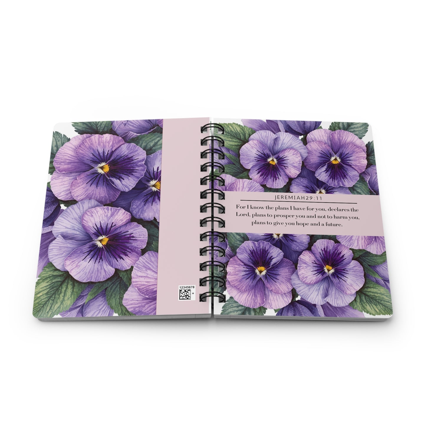 Violets, Floral Spiral Bound Journal | Inspirational Notebook for Writing, Daily Reflections, Self-Care, Gifts, Jeremiah 29:11