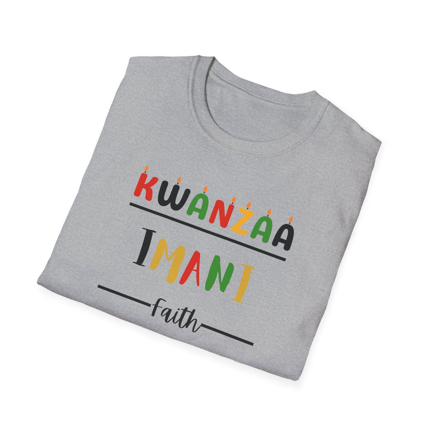 Imani, Kwanzaa T-Shirt, Unisex Softstyle Tee for Holidays, Cultural Celebration Apparel, Family Gatherings, Gift for Kwanzaa