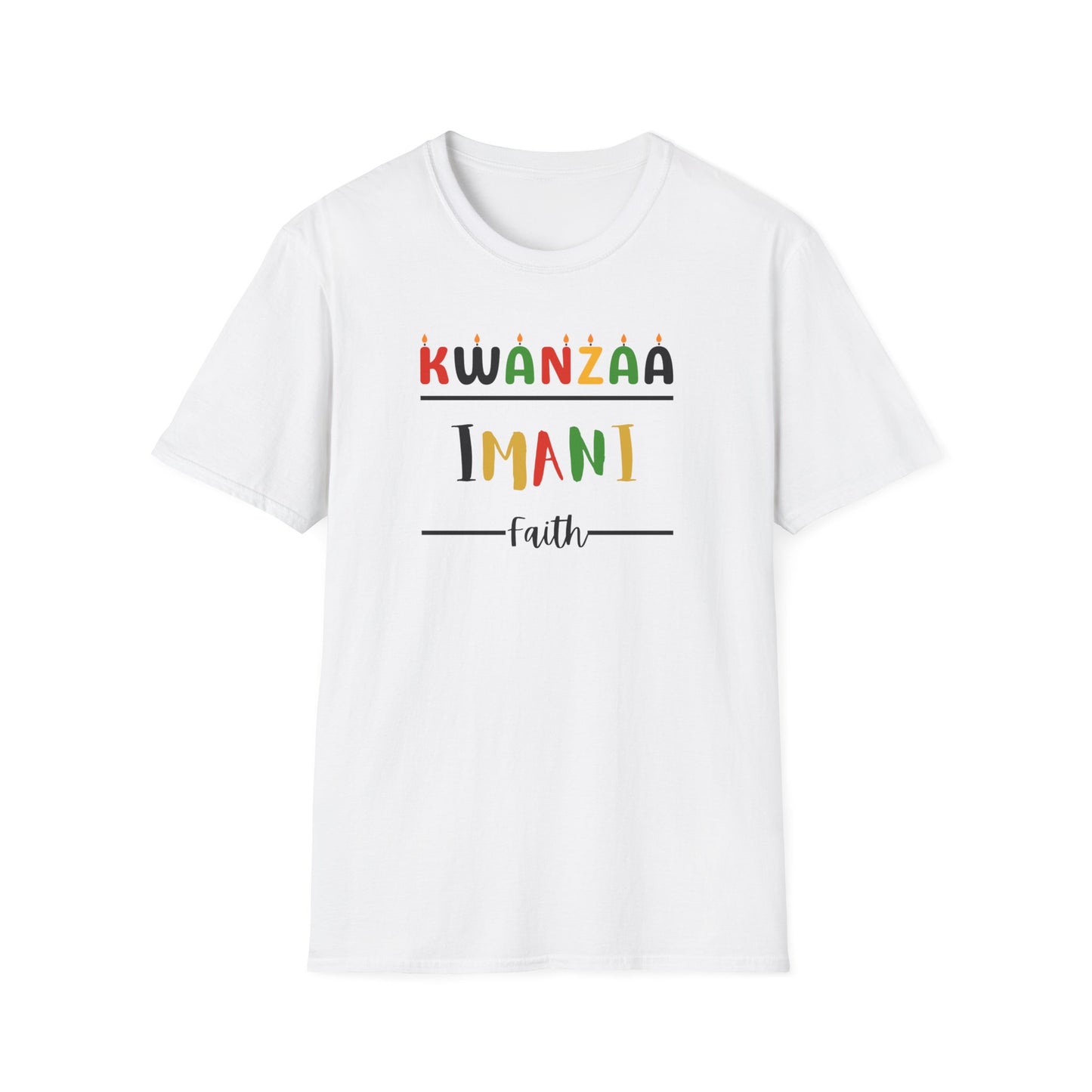 Imani, Kwanzaa T-Shirt, Unisex Softstyle Tee for Holidays, Cultural Celebration Apparel, Family Gatherings, Gift for Kwanzaa