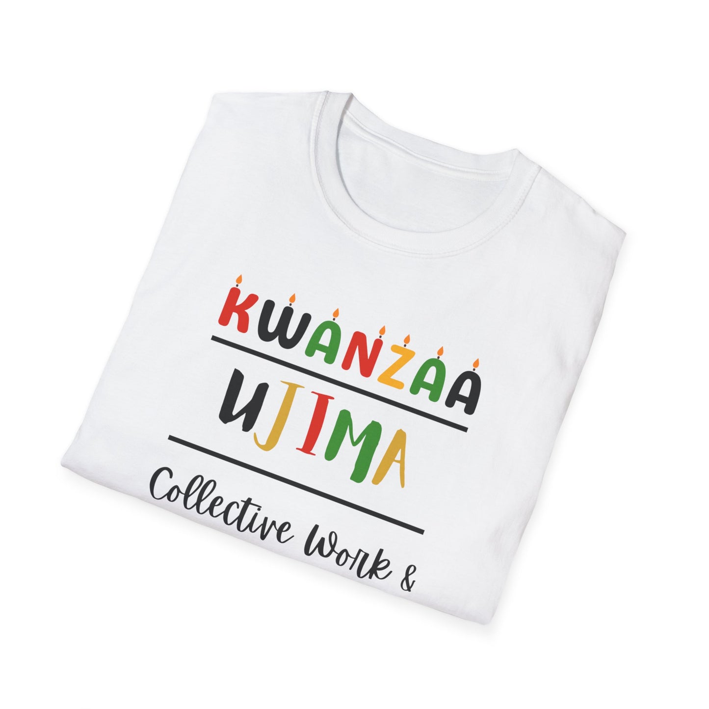 Ujima, Kwanzaa T-Shirt, Unisex Softstyle Tee for Holidays, Cultural Celebration Apparel, Family Gatherings, Gift for Kwanzaa