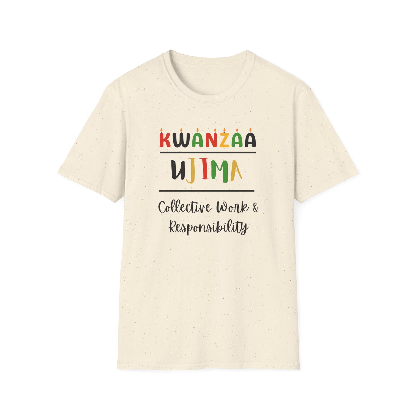Ujima, Kwanzaa T-Shirt, Unisex Softstyle Tee for Holidays, Cultural Celebration Apparel, Family Gatherings, Gift for Kwanzaa