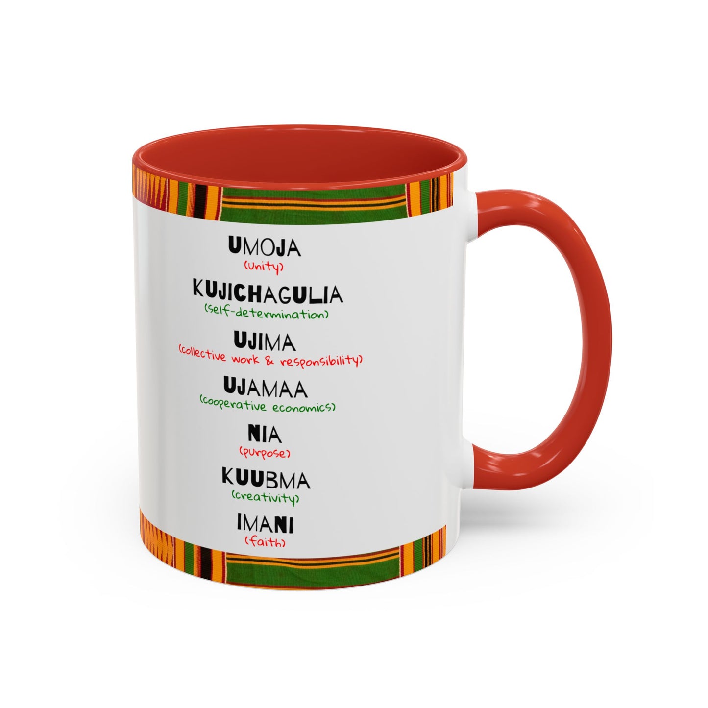 Kwanzaa Inspired Accent Coffee Mug, Vibrant African Heritage Mug, Ideal for Celebrations, Gift for Kwanzaa, Unique Everyday Use
