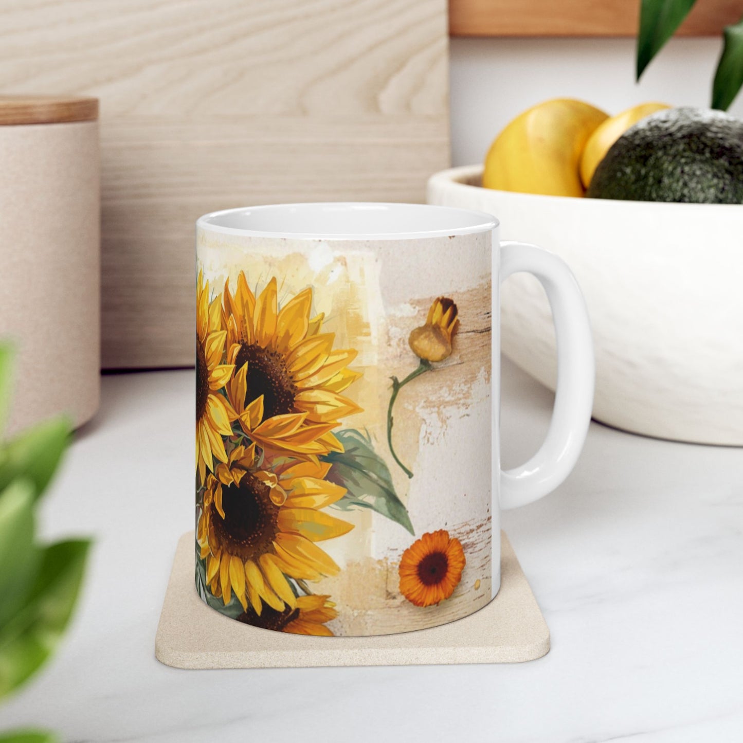 Sunflowers, Floral Ceramic Mug, Coffee Cup Gift, Tea Mug, Flower Lover's Gift, Home Decor, Mother's Day, Birthday, Spring Tea Time