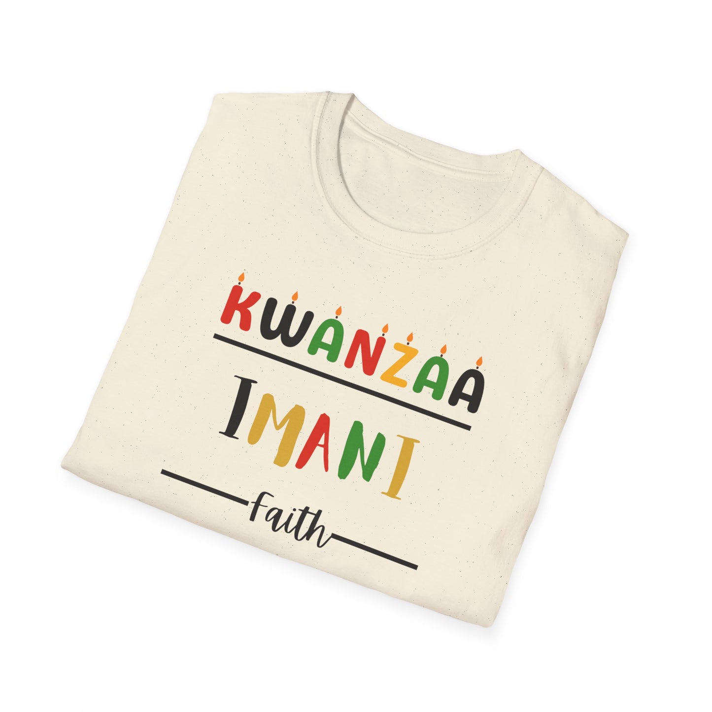 Imani, Kwanzaa T-Shirt, Unisex Softstyle Tee for Holidays, Cultural Celebration Apparel, Family Gatherings, Gift for Kwanzaa