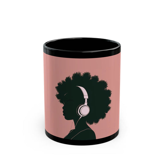Chill 4 Coffee Mug, Afro Woman Listening to Music, Ceramic Mug (11oz)