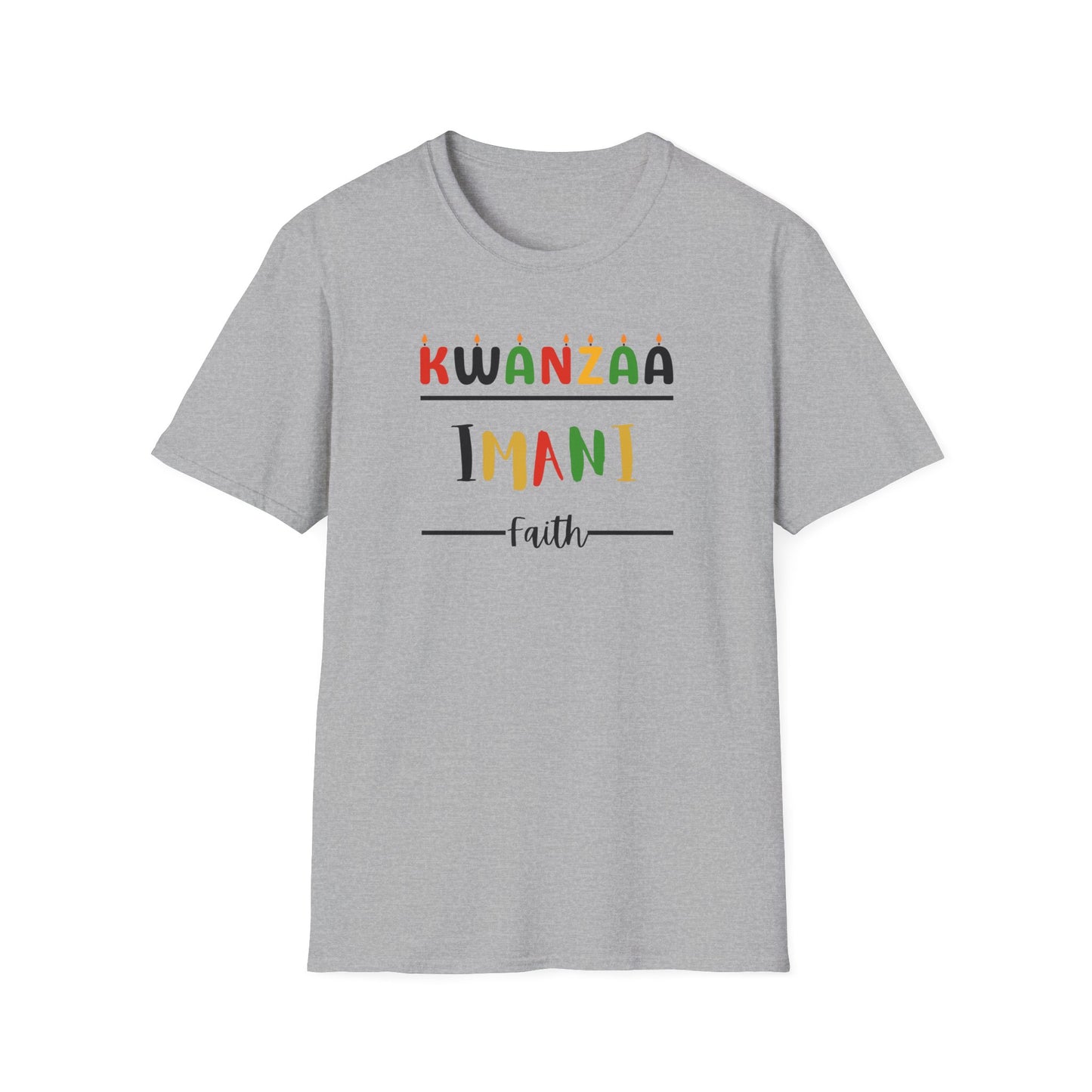 Imani, Kwanzaa T-Shirt, Unisex Softstyle Tee for Holidays, Cultural Celebration Apparel, Family Gatherings, Gift for Kwanzaa