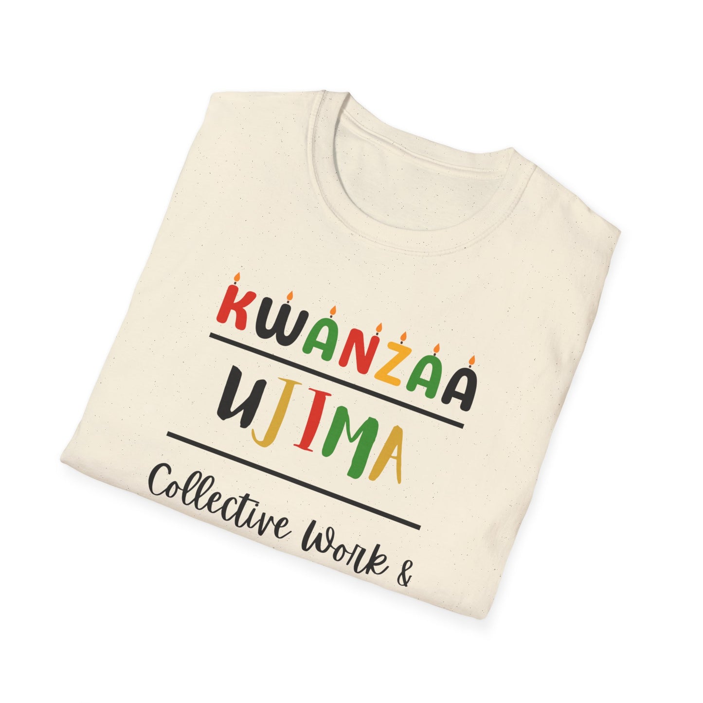 Ujima, Kwanzaa T-Shirt, Unisex Softstyle Tee for Holidays, Cultural Celebration Apparel, Family Gatherings, Gift for Kwanzaa