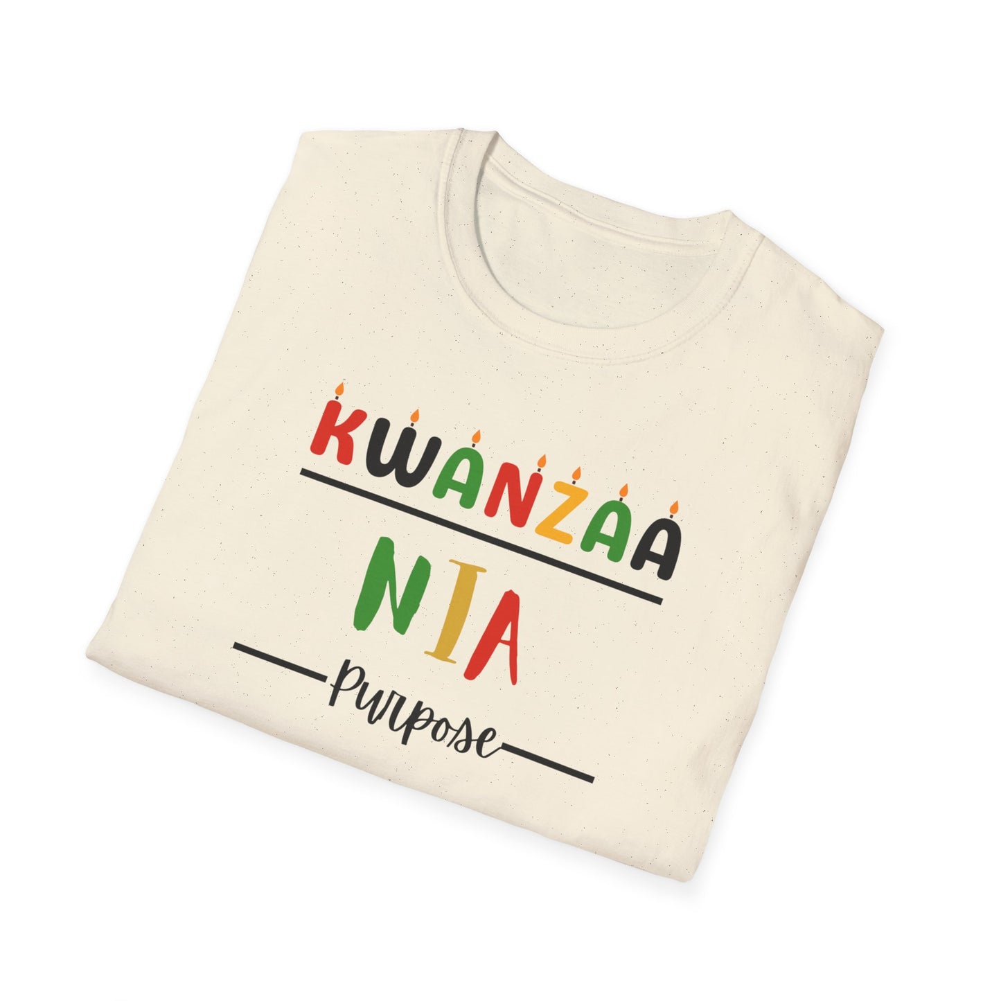 Nia, Kwanzaa T-Shirt, Unisex Softstyle Tee for Holidays, Cultural Celebration Apparel, Family Gatherings, Gift for Kwanzaa