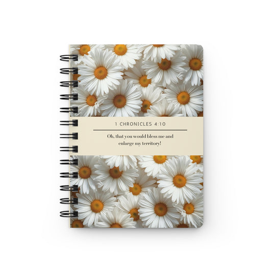 Daisies, Floral Spiral Bound Journal | Inspirational Notebook for Writing, Daily Reflections, Self-Care, Gifts, 1 Chronicles 4:10
