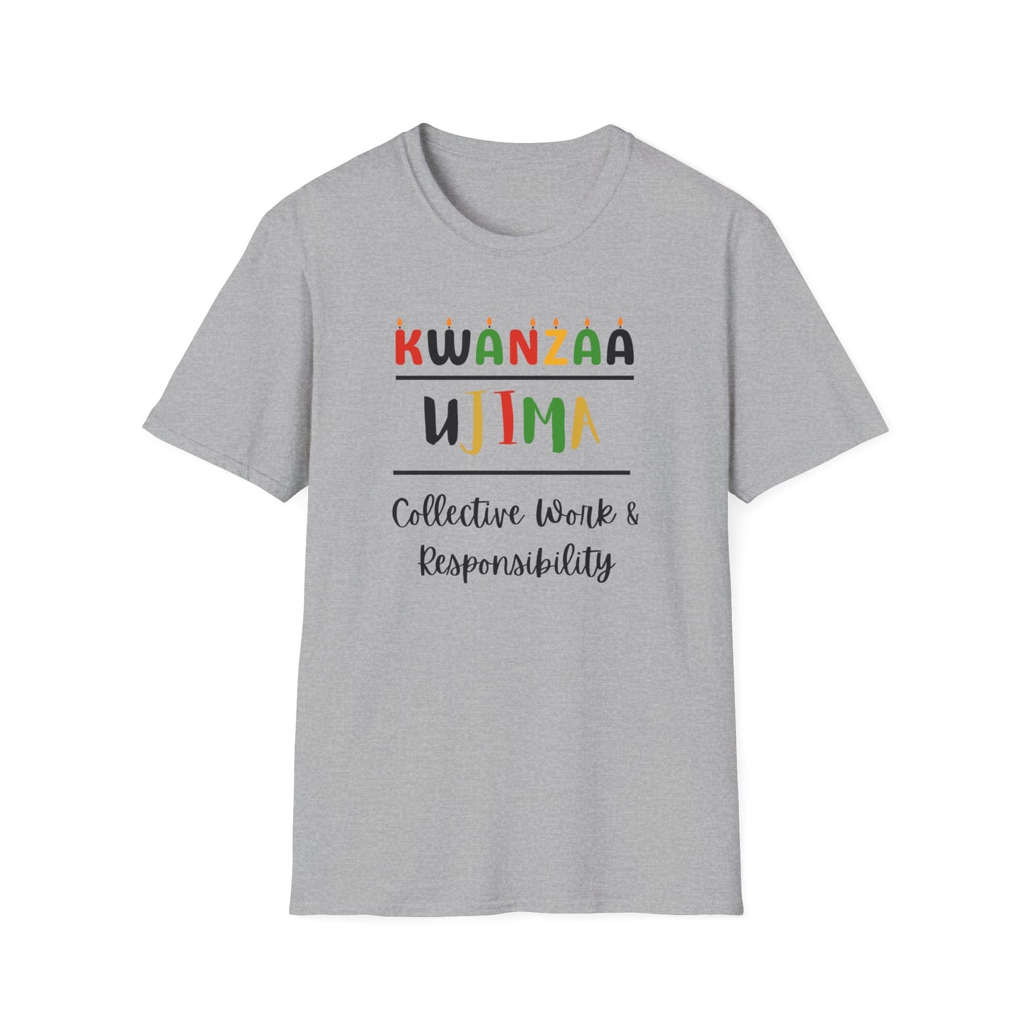 Ujima, Kwanzaa T-Shirt, Unisex Softstyle Tee for Holidays, Cultural Celebration Apparel, Family Gatherings, Gift for Kwanzaa