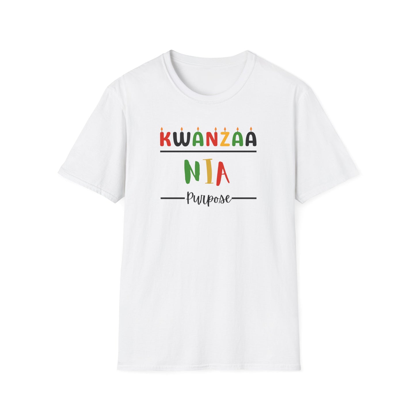 Nia, Kwanzaa T-Shirt, Unisex Softstyle Tee for Holidays, Cultural Celebration Apparel, Family Gatherings, Gift for Kwanzaa